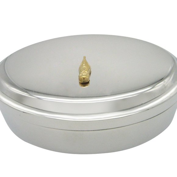Vertical Gold Toned Fountain Pen Nib Jewelry Box - Picture 1 of 2
